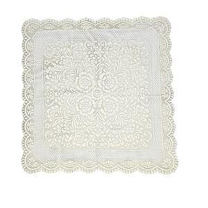 Small Square Tablecloth Cover Cream Lace Fabric Floral Design 34 x 35 Polyester